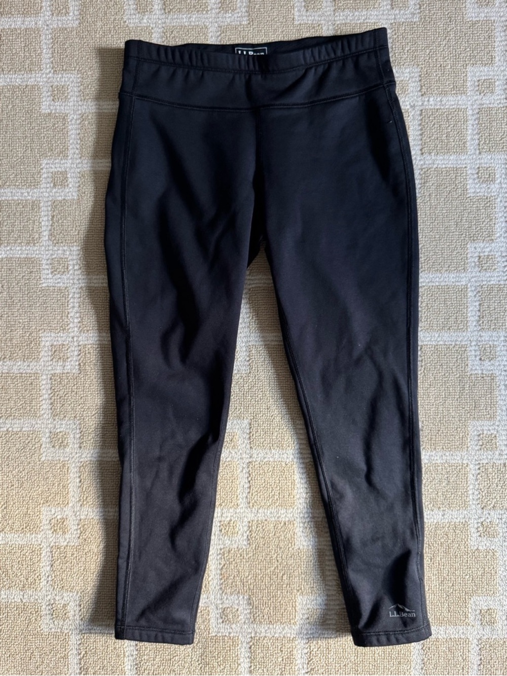 L.L. Bean Fleece Lined Leggings Winter Base Layer Hiking Black Petite Small